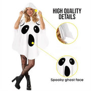 White Halloween Cloak Cape Fright Clothes Trick-or-Treat Spooky Pumpkin Cloak Black Eye Full Suit Ghost Cosplay Costume