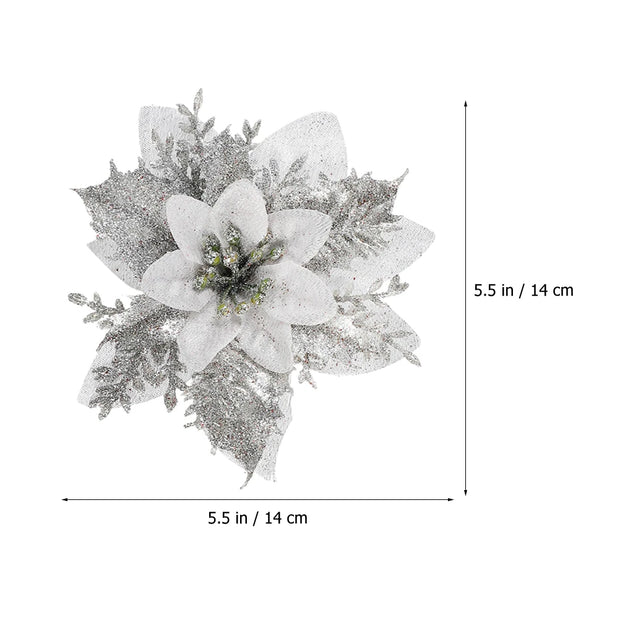 Christmas tree Flower Artificial Glitter Flowers Poinsettia Xmas Tree Ornament Garland golden Flowers adorn Christmas Party deco
