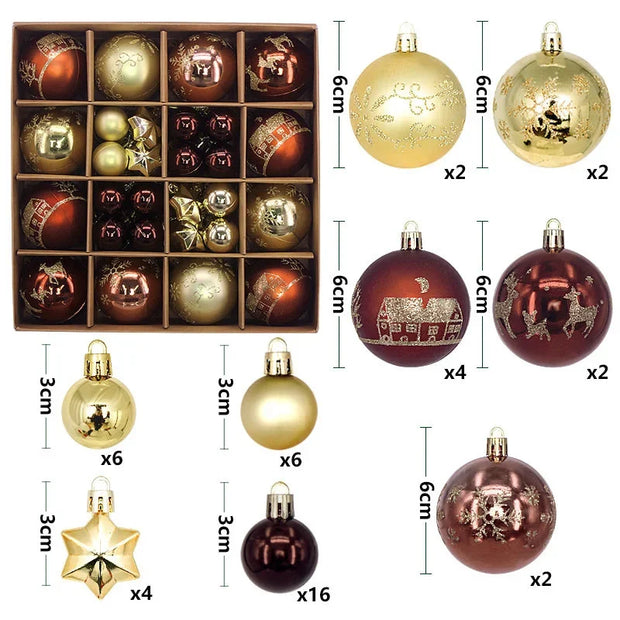 Christmas Tree Decoration 42PCS 6CM Balls Ornaments Set For Xmas Hanging Holiday Home Supplies Christmas Year Party Gifts New
