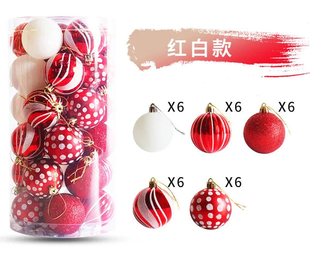 30pc Christmas Ball Decorative Pendant Drum 6cm Plastic Electroplated Painted Christmas Ball Christmas Tree Decoration Pendants