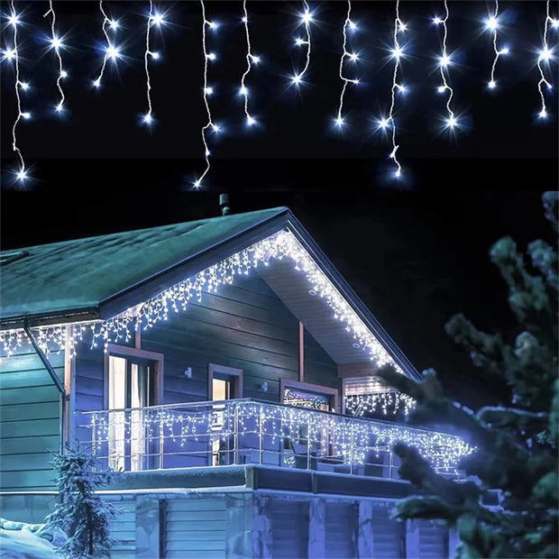 christmas outdoor decoration 4.5m Droop 0.4-0.6m curtain icicle string led lights 220V/110V New year Garden Xmas Wedding Party