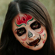 6Sheets Day of the Dead Sugar Skull Temporary Face Tattoos, Halloween Themed Fake Tattoo Stickers with Spider Web Designs