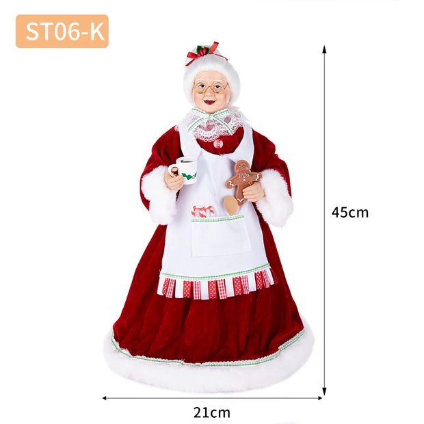 Christmas Tree Decor Sequin Mrs Claus Figurines Home Decoration Christmas Holiday Collection 48CM Standing Grandma Santa Claus
