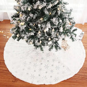 Luxury Faux Fur Christmas Tree Skirt Snowflake White Plush Mat Holiday Decor For Xmas New Year Home Ornament