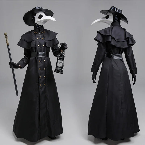 Plague Doctor Cosplay Dress Set Halloween Cosplay Costume Medieval Punk Birdman Masquerade Party Costume Props Female