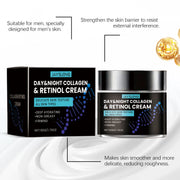 Collagen Anti Wrinkle Cream for Men Moisturizer Retinol Hyaluronic Acid Revitalizing Anti-Aging Reduce Fine Lines Night Lotion