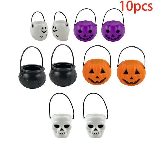 Halloween Candy Bucket White Green Purple Ghost Pumpkin Basket Kids Favor Candy Holder Trick Or Treat Halloween Party Decoration