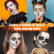 Black + White Oil Paint Face and Body Painting Set, Large Capacity, Suitable for Art Theater Halloween Party Role-Playing Clown Sfx Adult Makeup