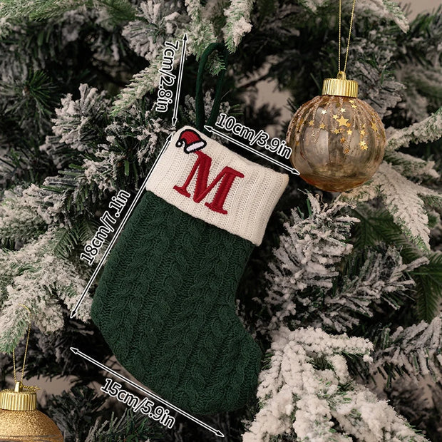 Christmas Stockings Hanging Pendant Christmas Stocks Gift Decoration Alphabet Letter Sock 2026 New Year Decorative Knitting Sock