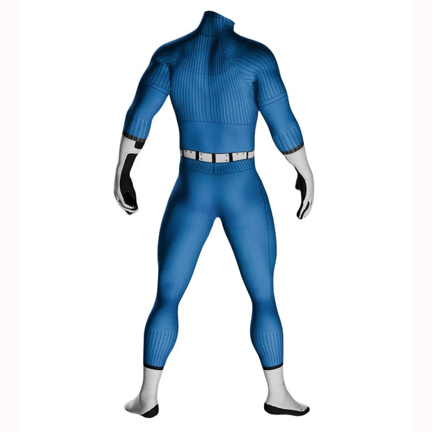 Halloween Adult Fantastic Four Blue Reed Richards Cosplay Costumes Rival Invisible Man Superhero Zentai Bodysuit Party Jumpsuits