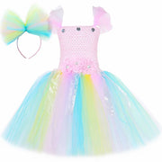 Pastel Flower Fairy Tutu Dress Costume for Girls Birthday Party Princess Dress Kids Halloween Carnival Butterfly Dress Up Outfit