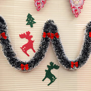 Christmas Garland Decorations 6.5FT Green Christmas Hanging Garland Red Bows Balls Ornaments Xmas Tree Home Party Decor New Year