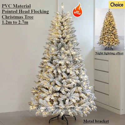 Artificial Christmas Tree PVC Cedar Flocked with LED Lights Christmas Tree 1.2m To 2.7m Christmas Family Atmosphere Decoration