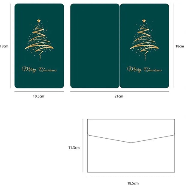 4Set Christmas Greeting Cards Santa Claus Snowman Blessings Half-fold Gift Cards Envelopes with Stickers Christmas Decoration