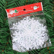 Christmas Plastic White Snowflakes Ornaments Xmas Tree Hanging Pendant Artificial Glitter Snow Flake Home DIY Wreath Decoration