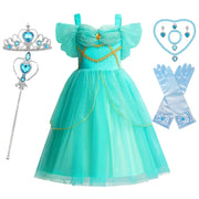 Jasmine Costume for Kids Girl Fancy Birthday Party Gown Princess Dress Carnival Children Clothing 2024 New Halloween Disguise