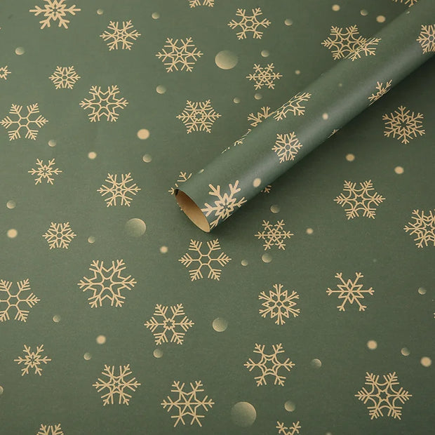 1/6pcs Christmas Wrapping Paper Vintage Kraft Paper Christmas Tree Snowflake Pattern Gift Wrapping Paper Bouquet Wrapping Paper