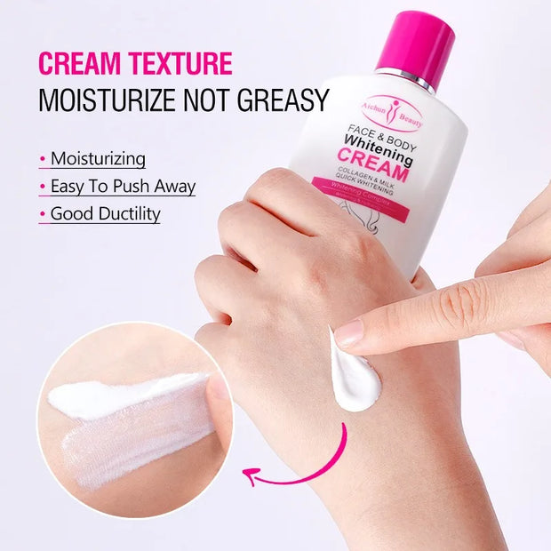 Body Lotion Whitening Moisturizing Dark Skin Bleaching Collagen Milk Face Body Cream Skin Care Body Leg Arm Lightening Smooth