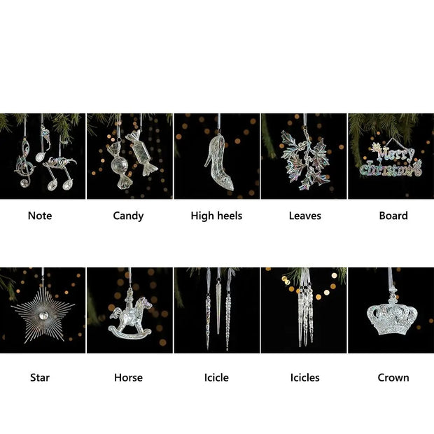 Transparent Christmas Hanging Decoration Snowflake Candy Star Crown Christmas Tree Ornament Acrylic Shopwindow