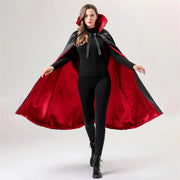 Halloween Vampire Costume Adult Kids Dracula Devil Witch Cosplay Cape Medieval Gothic Steampunk Death Cloak Lace-Up