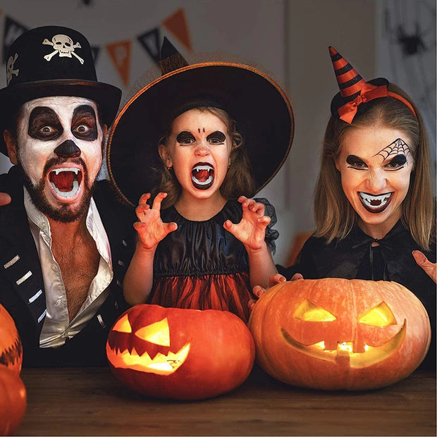 10Pcs Halloween Vampire Denture Luminous Fake Teeth Dress Up Props Horror Zombie Teeth Grim Reaper Braces Glow Party Supplies