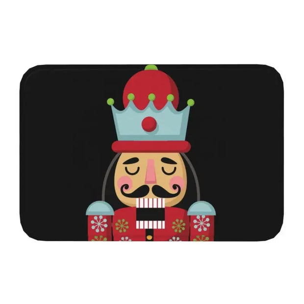 Nutcracker Doll Floor Door Kitchen Bath Mats Anti-Slip Indoor Christmas Soldier Toy Doormat Garage Entrance Rug Carpet Footpad