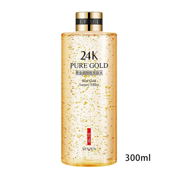 24K Gold Nicotinamide Face Toner Moisturize Oil Control Shrink Pores Anti Aging Fade Fine Lines Brighten Tone Skin Care 300ml