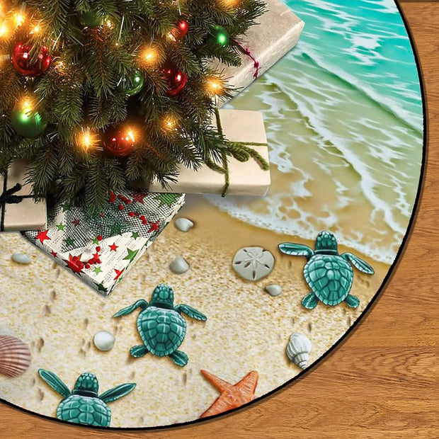 Forest Wreath Christmas Tree Skirt 36" Fall Tree Skirt Mushroom Fox Rabbit Deer Tree Mat for Thanksgiving Christmas
