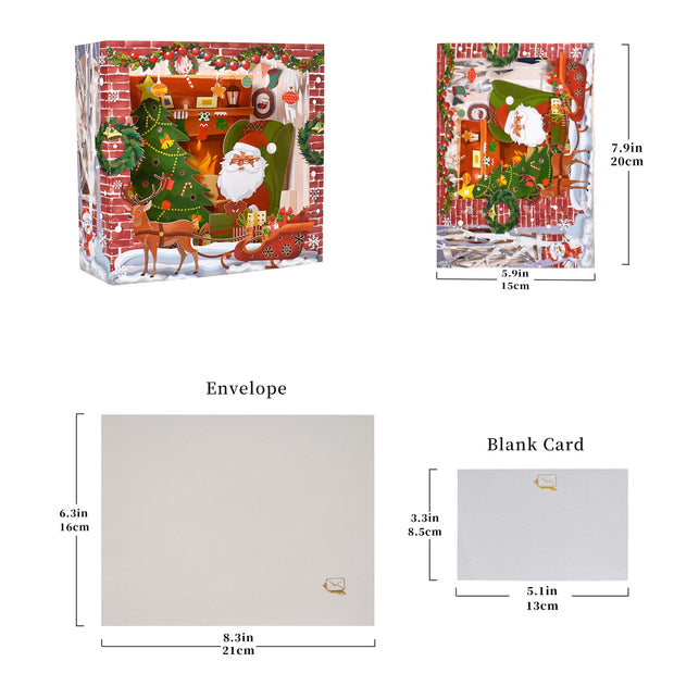 Pop Up Christmas Card, 3D Holidays Greeting Cards, New Year Card