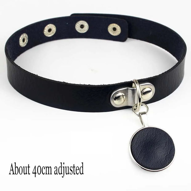 New Sexy Harajuku PU Leather Chain Heart Pendant Necklaces Women Men Punk Neck Gothic Black Pink Choker Necklace Cool Collar