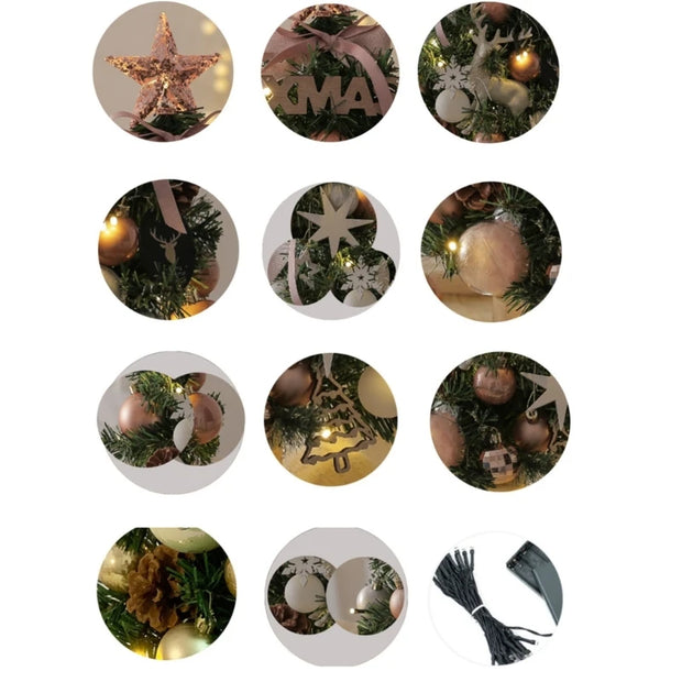 Light Up Small Artificial Christmas Tree, Decorated with Ornament for Home, Festive Ornament Durable and non-toxic PVC