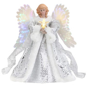 Angel Tree Topper Pendant Christmas Angel Decoration with Lights Glowing Angel Wings Figurine for Xmas Holiday Party Decoration