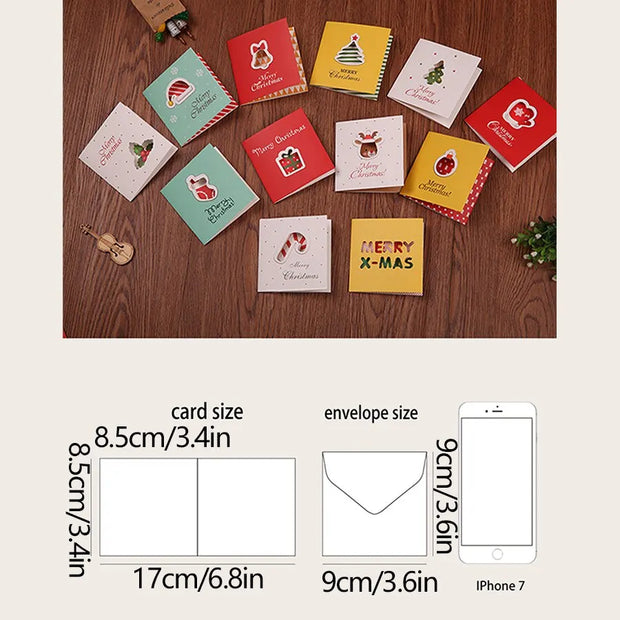 12/16/24 PCS Random Christmas Greeting Card Kids Mini Blessing Greeting Cards Envelope New Year Postcard Gift Card Xmas Party