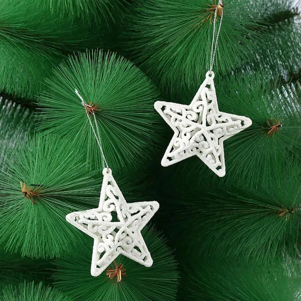 White Christmas Tree Hanging Ornaments Heart Star Bell Shapes Party Decorations Ornament for Christmas Winter Holiday New Year