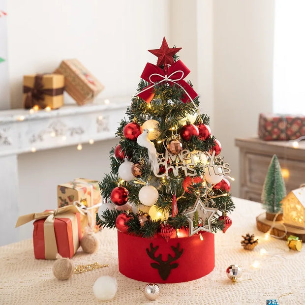 Desktop Christmas Tree Flocking Pink Set Mini Christmas Tree Ornaments DIY Christmas Gift Christmas Tree Decoration