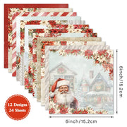24 Sheets 6"X6" Wintry Christmas Paper Pad Pattern Papers Design Paper for Decorative Craft Scrapbooking Album DIY Handmade