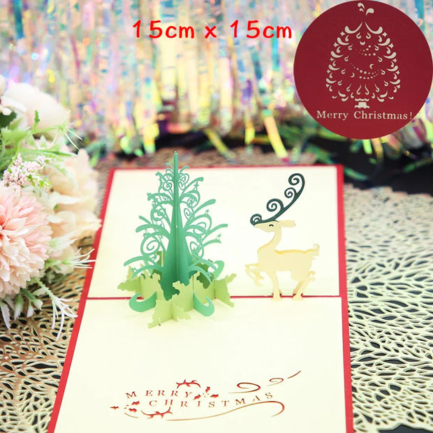 3D Pop UP Santa Cards Marry Christmas Greeting Cards Party Invitations Gifts New Year Greeting Card Anniversary Gifts Postcard