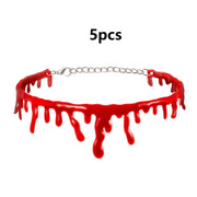 Halloween Decoration Horror Blood Drip Collar Necklace teething set Fake Blood Vampire Joker Choker Gothic Costume Red Necklaces