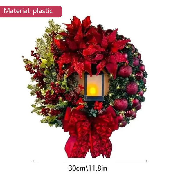 Christmas Wreath With Lamp Front Door Wall Decorations Christmas Door Wreath Wall Door Window Fireplace Staircase Wreath