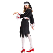 Halloween Nun Cosplay Costume For Women Black Scary Sinful Sister Costumes Terror Vampire Demon Costume Nun Robes Fantasy Dress