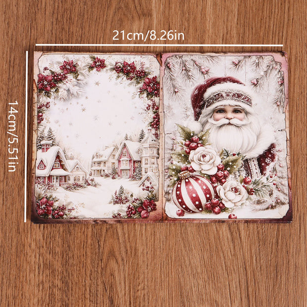 56pieces(12 A5 papers and 44stickers)Christmas Classic DIY Decoupage Paper Kit, for Scrapbooking, Christmas Collage Decoration