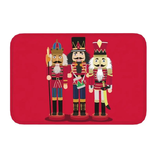 Nutcracker Doll Floor Door Kitchen Bath Mats Anti-Slip Indoor Christmas Soldier Toy Doormat Garage Entrance Rug Carpet Footpad