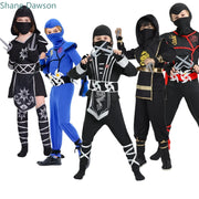 Boys Girls Ninja Cosplay Costume for Kids Anime Samurai Costume Kung Fu Dragon Ninja Jumpsuit With Weapon Outfit Party Halloween