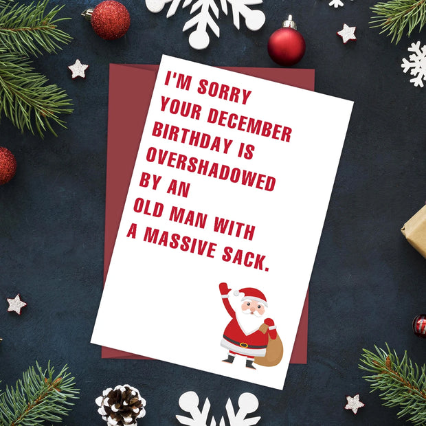 1 Funny Christmas Birthday Greeting Card with Envelope,Hilarious December Birthday Card,Unique Gift Cards for Friends and Family