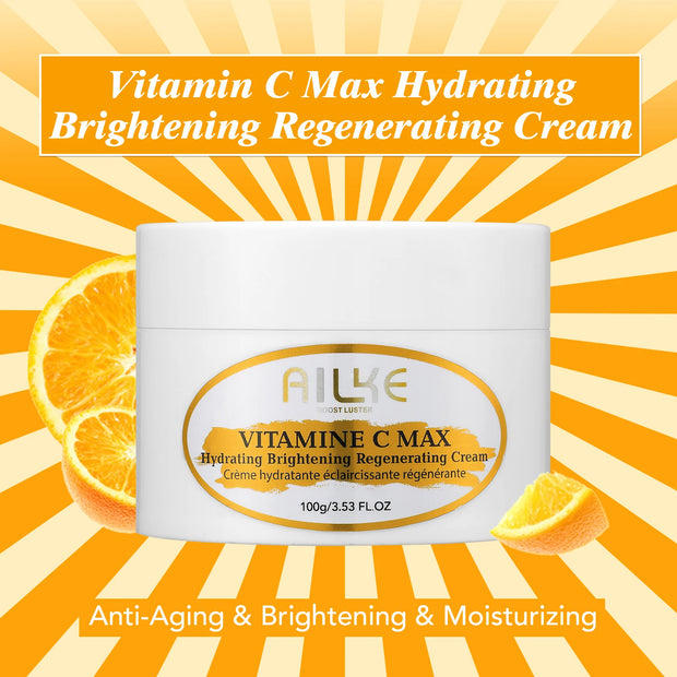 AILKE Lightening Body Cream, with Vitamin C, Hyaluronic Acid, Shea Butter, Spots Treatment, Uneven Skin Tone, Deeply Hydration