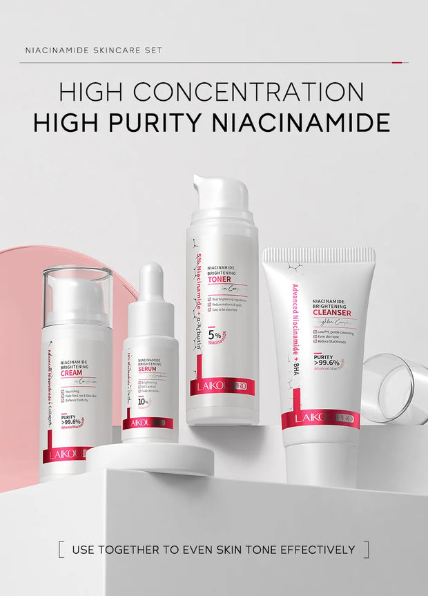 Niacinamide Skin Care Set Oil Control Anti-Wrinkle Aging Fine Lines Serum Whitening cream Repair Face Nourish Toner 4 Set box