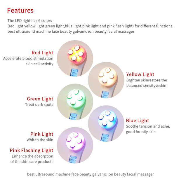 Facial Electroporation LED Photon Beauty Device RF Radiofrequen EMS Lifting Tighten Machine Skin Care Microcurrent Face Massager