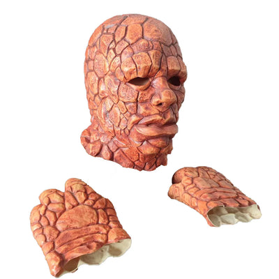 Fantastic Four Thing Superhero Mask Full Head Mask Gloves Halloween Fancy Dress Up Horror Latex Mask Cosplay Party Props