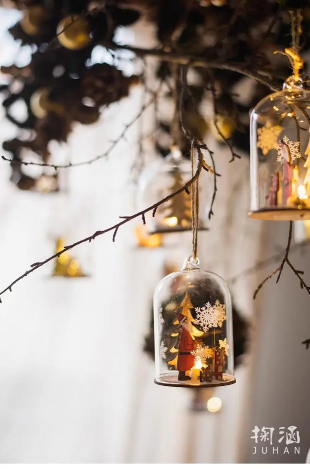 Luminous Lamp Hanging Decorations Christmas Ornaments Glass Lamp Balls Hanging Balls Santa Claus Reindeer Snowman Ornaments
