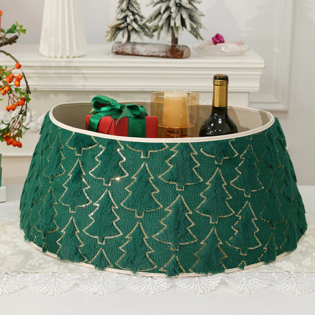 Tree Bottom Surrounder Stereoscopic Skirt Replacement Christmas Tree Collar Family Party New Year Red Green Indoor Decoration